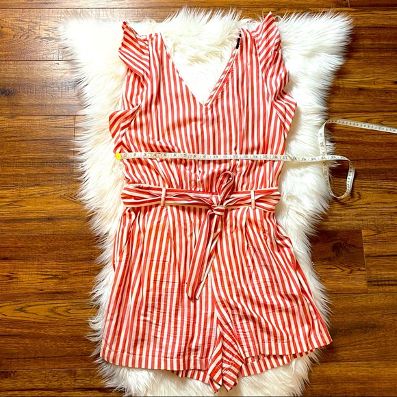 Loft Striped Flutter Tie Waist Romper Size 8 - Picture 5 of 12